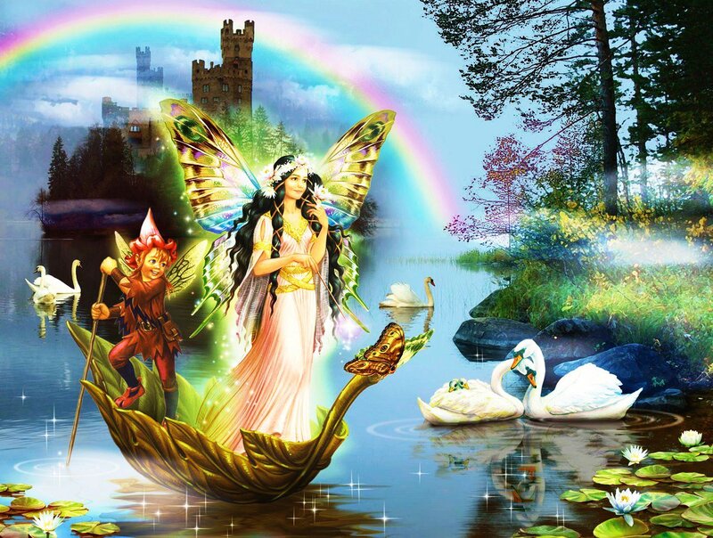 Fairy in Leaf Boat — Blue