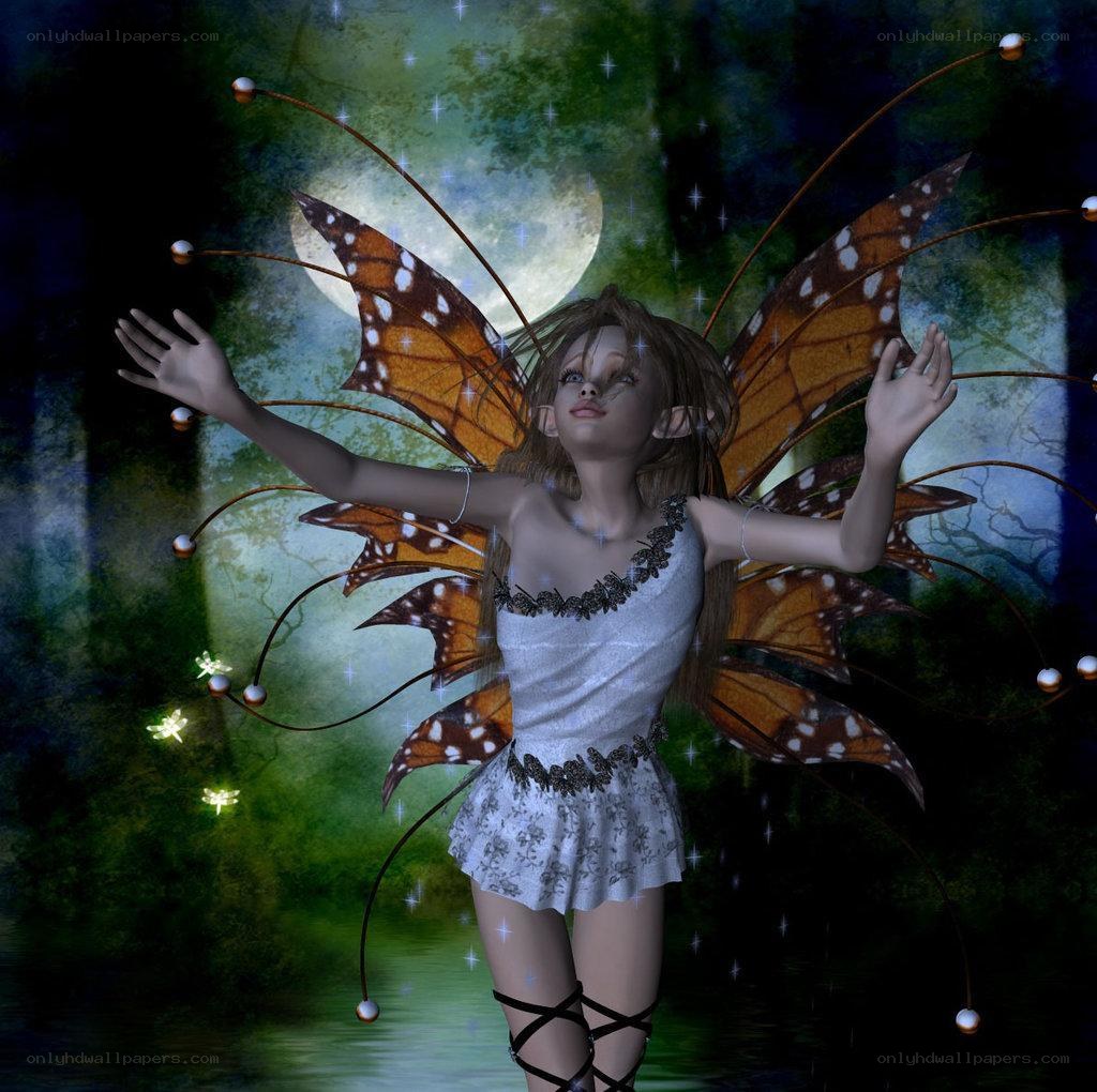 fairy in moonlit forest