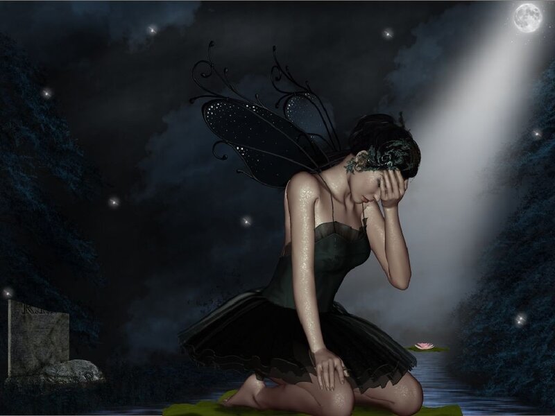 Fairy in Moonlit Garden