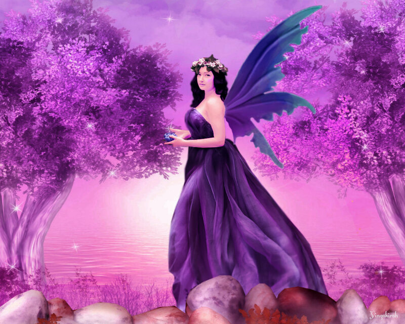 Fairy in Purple Dress — Serene, Sunset