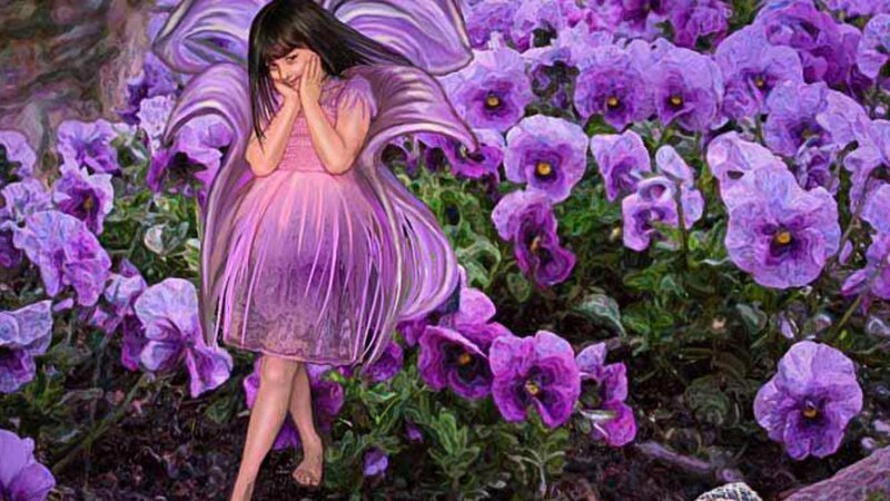 Fairy in Purple Flowers — Serene