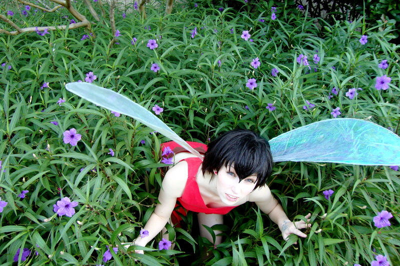 fairy in purple flowers