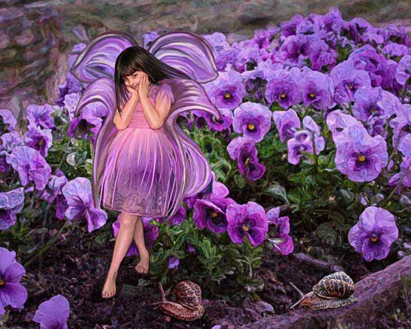 Fairy in Purple Flowers — Whimsical