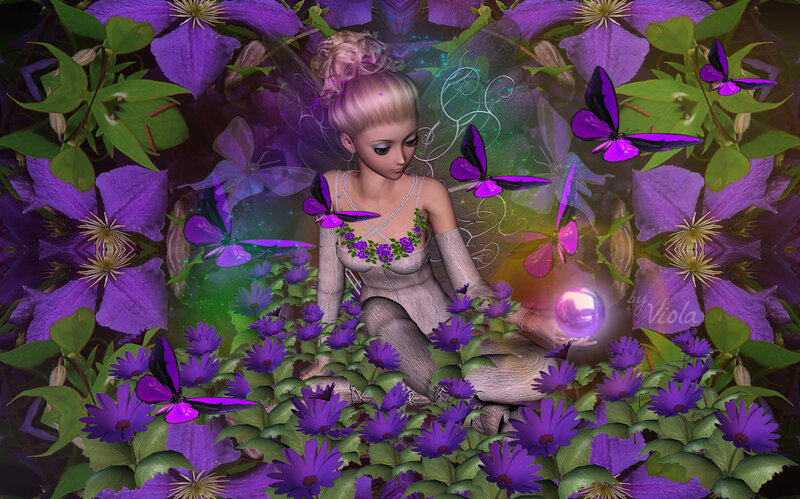 Fairy in Purple Garden — Serene