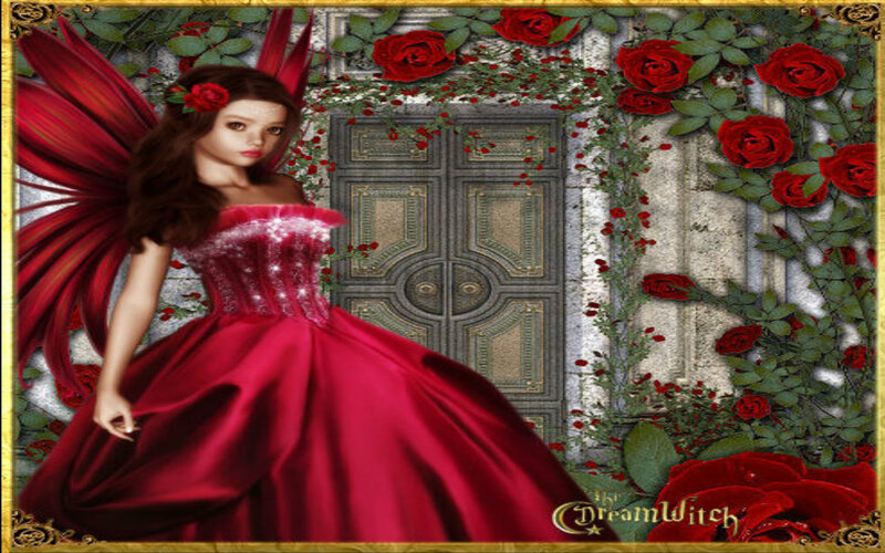 Fairy in Red Dress — Dramatic, Digital Art