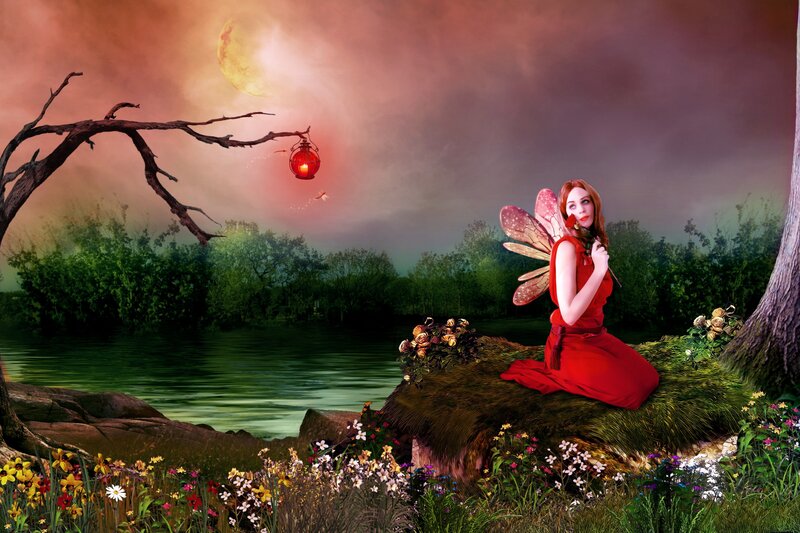 Fairy in Red Dress — Dramatic