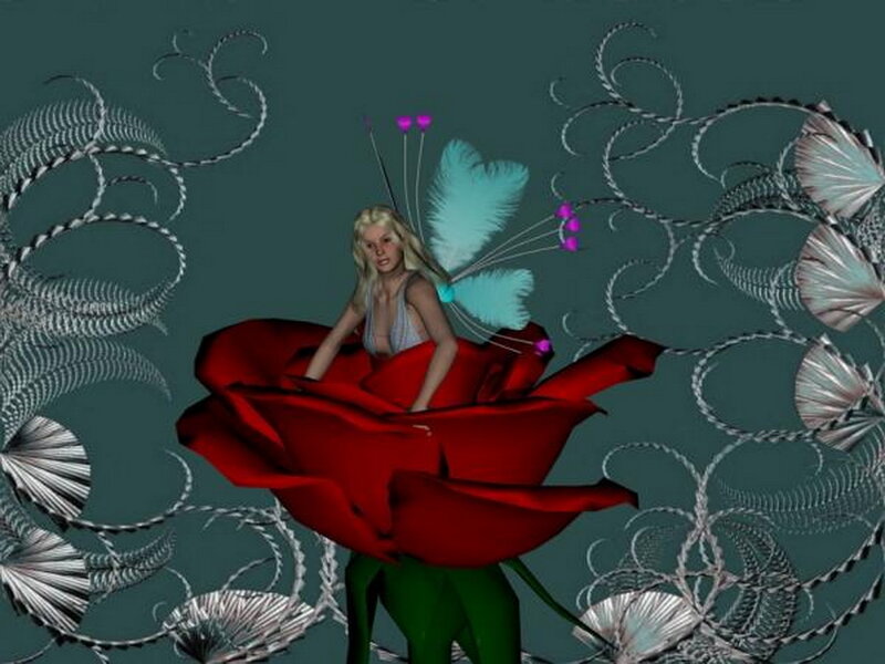 Fairy in Red Rose