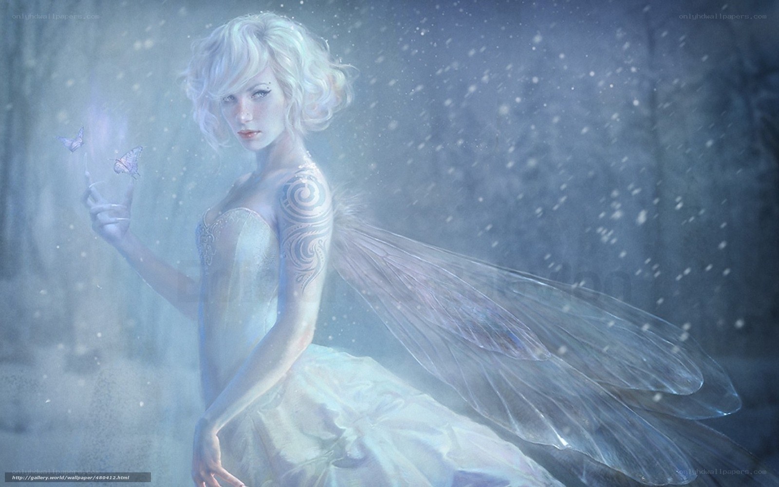 fairy in snowy forest
