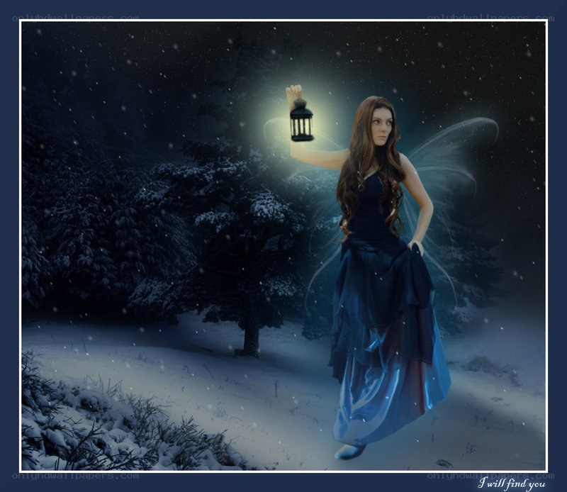 fairy in snowy forest