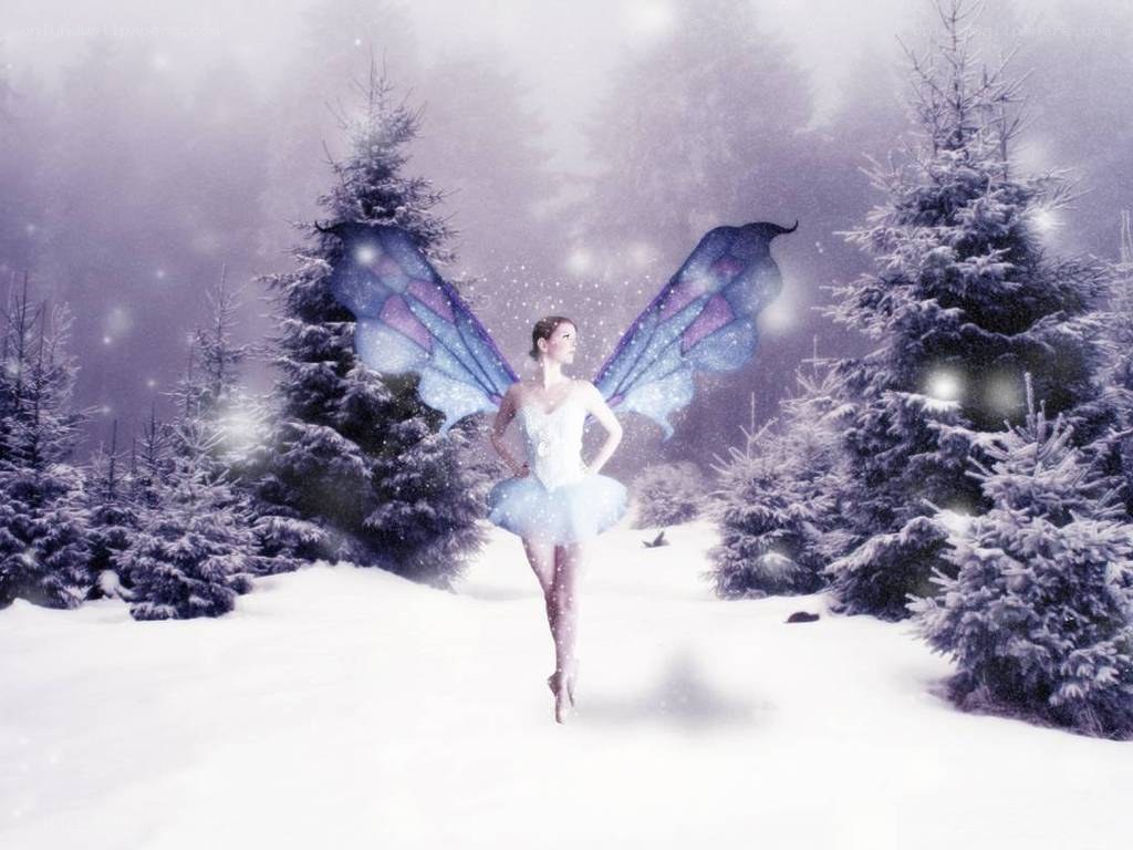 fairy in snowy forest