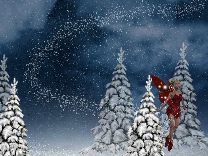 fairy in snowy forest
