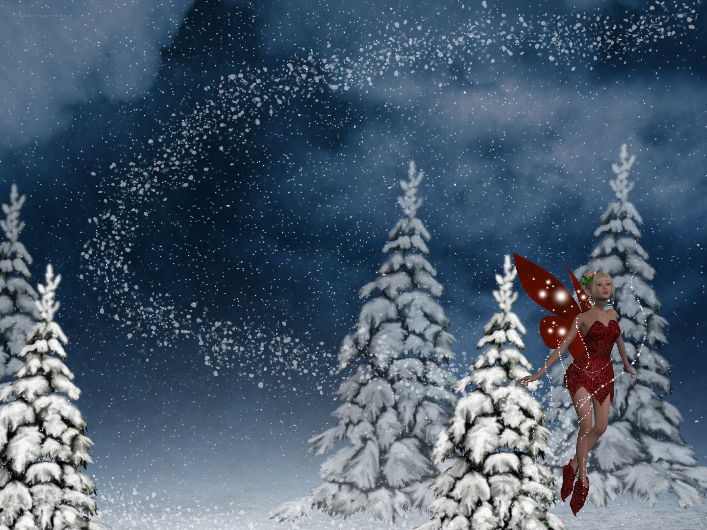 fairy in snowy forest