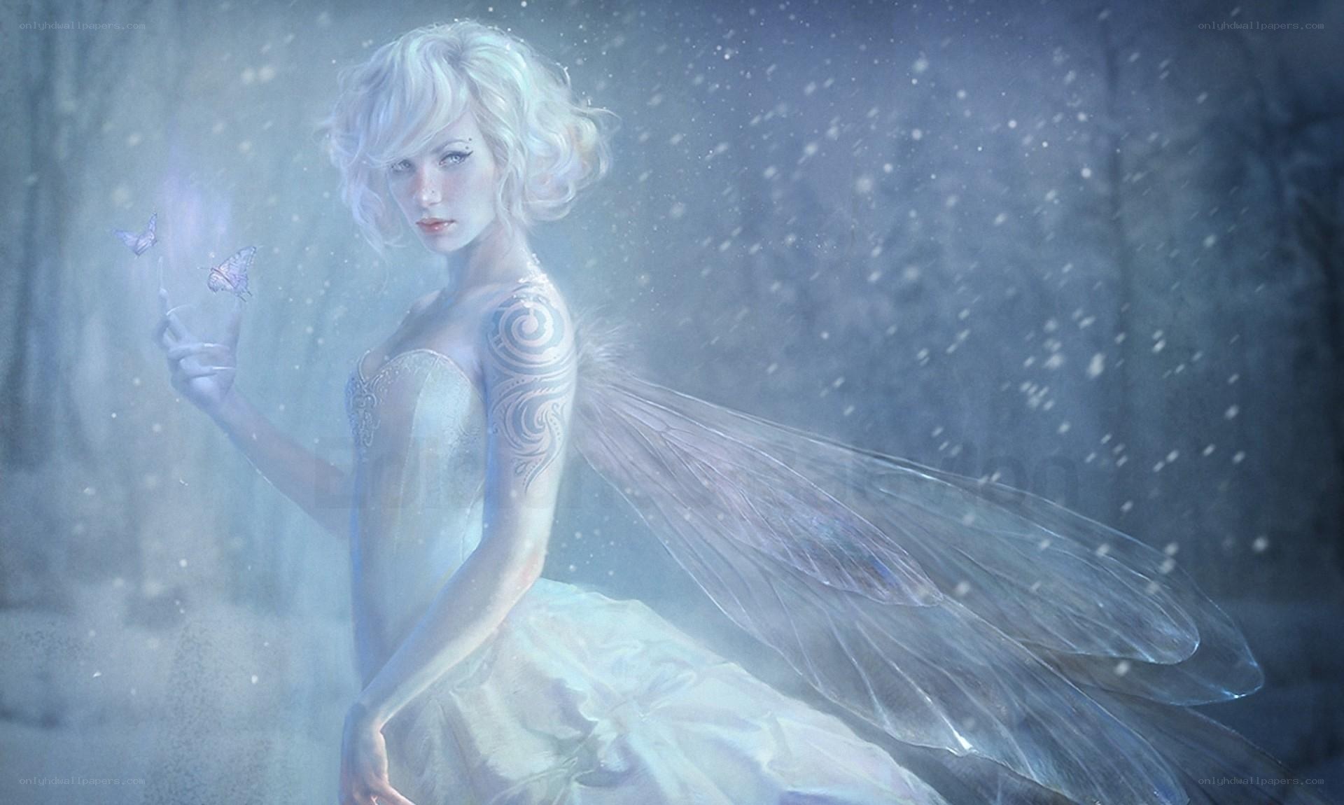 fairy in snowy forest