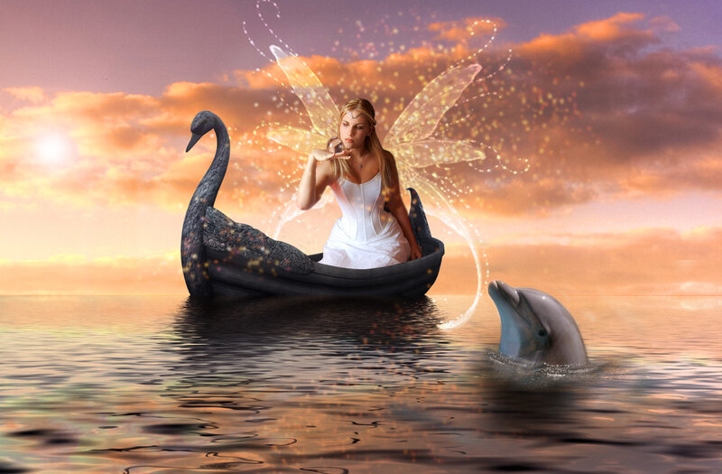 Fairy in Swan Boat — Orange