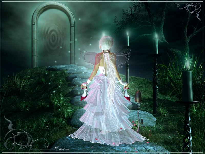 Fairy in White Dress — Green, Mysterious