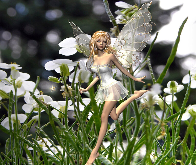Fairy in White Flowers