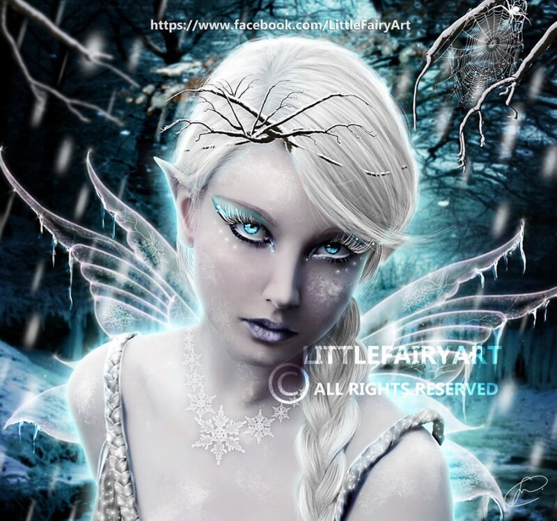Fairy in Winter Forest — White, Cold