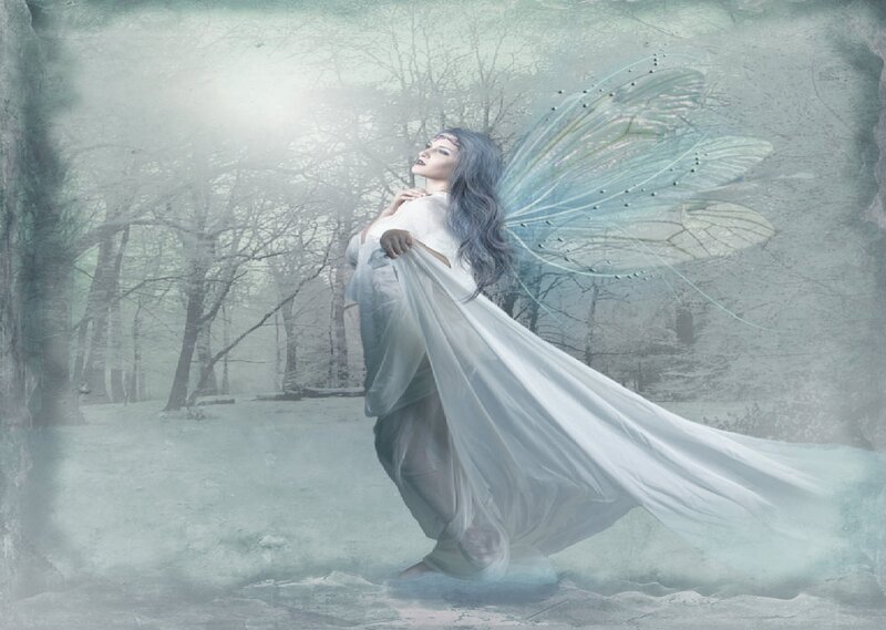 Fairy in Winter Forest — White