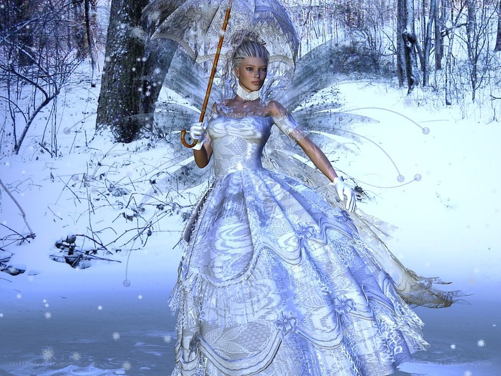 fairy in winter forest