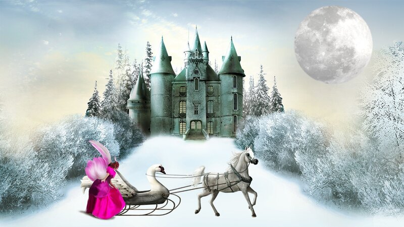 Fairy in winter landscape
