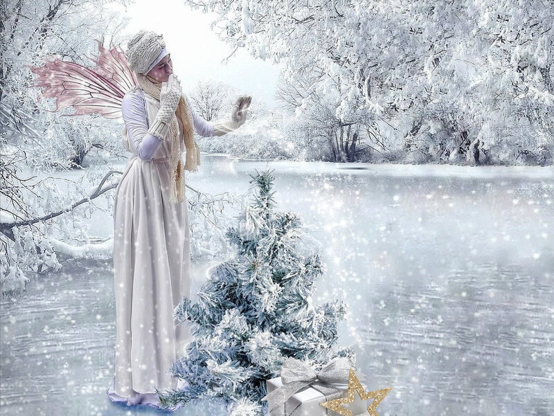 Fairy in Winter Landscape — White, Serene