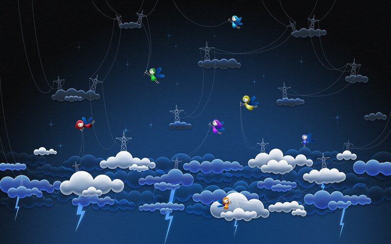 Fairy-like Figures in Clouds
