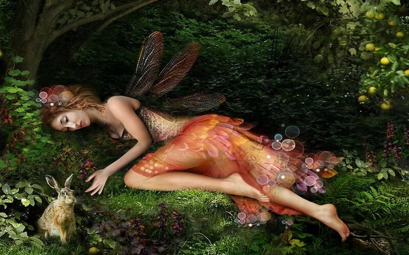Fairy Lying in Forest — Green