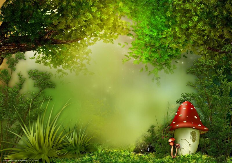 Fairy mushroom house in forest