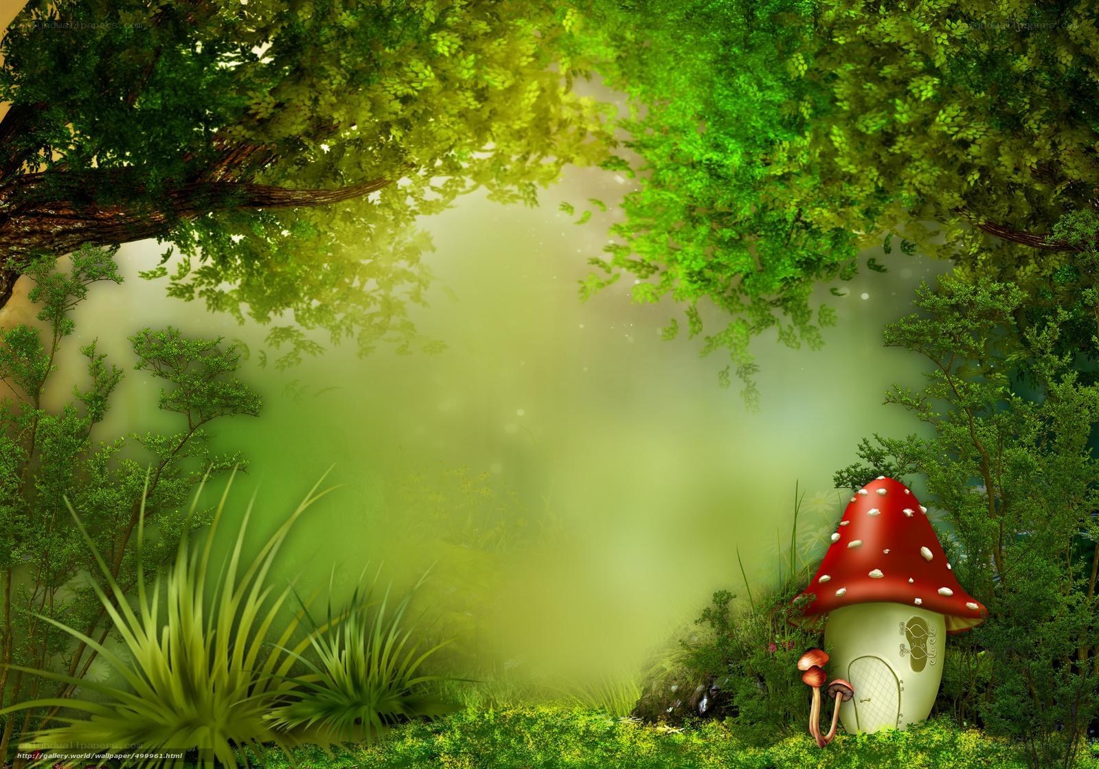 Fairy mushroom house in forest