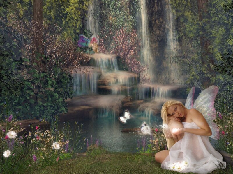 Fairy Near Waterfall — Green