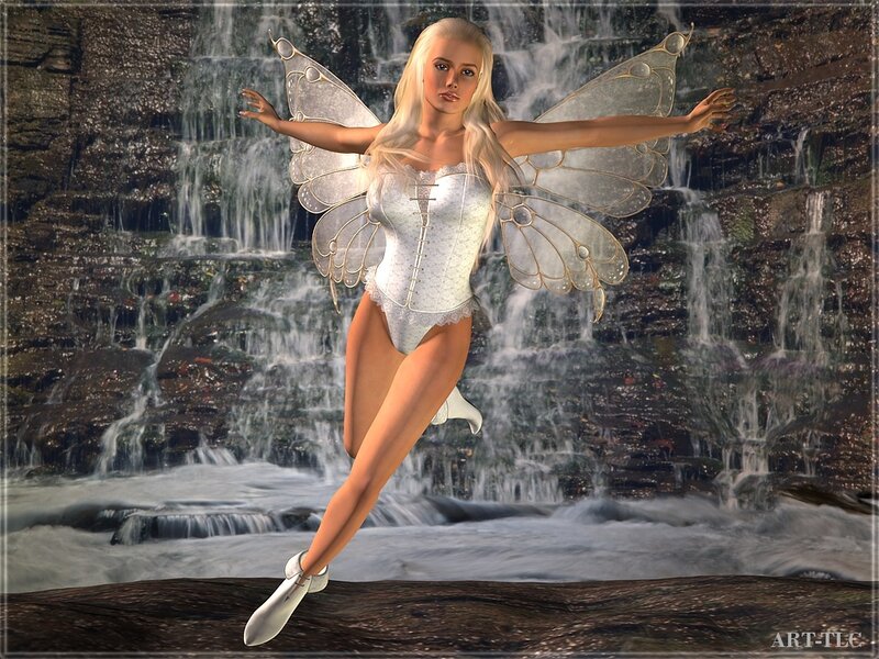 fairy near waterfall