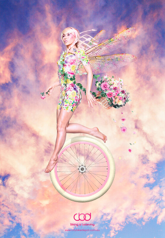 fairy on a bicycle wheel