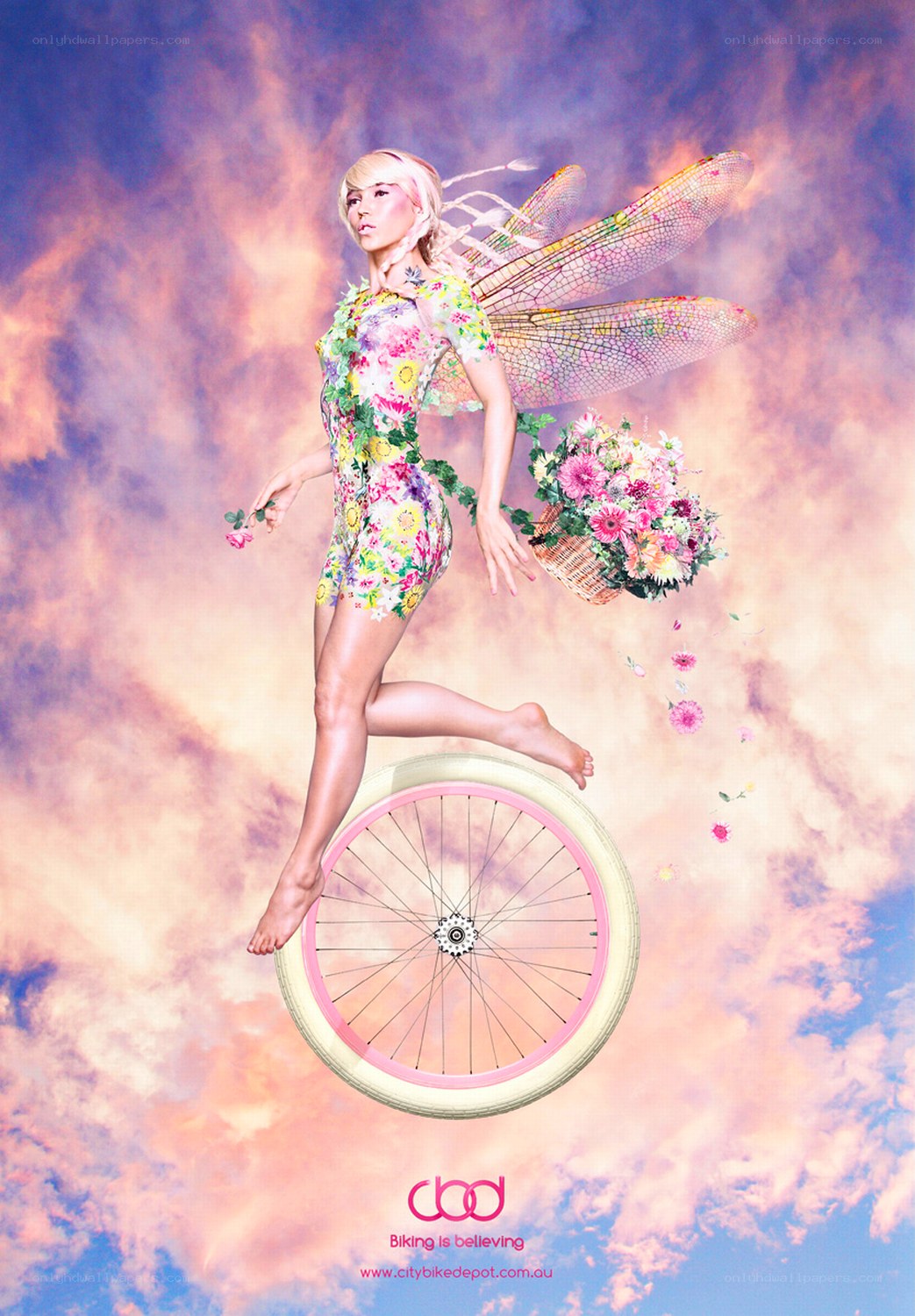 fairy on a bicycle wheel