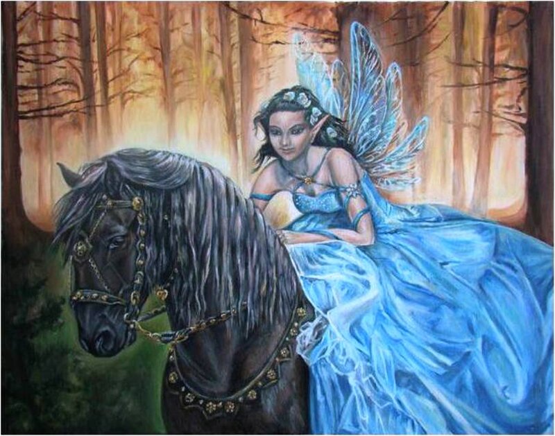 Fairy on a Black Horse