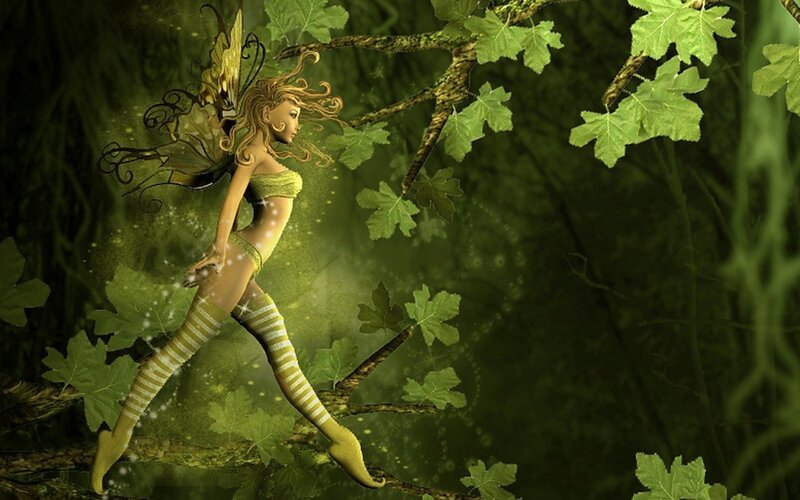 Fairy on a Branch — Green