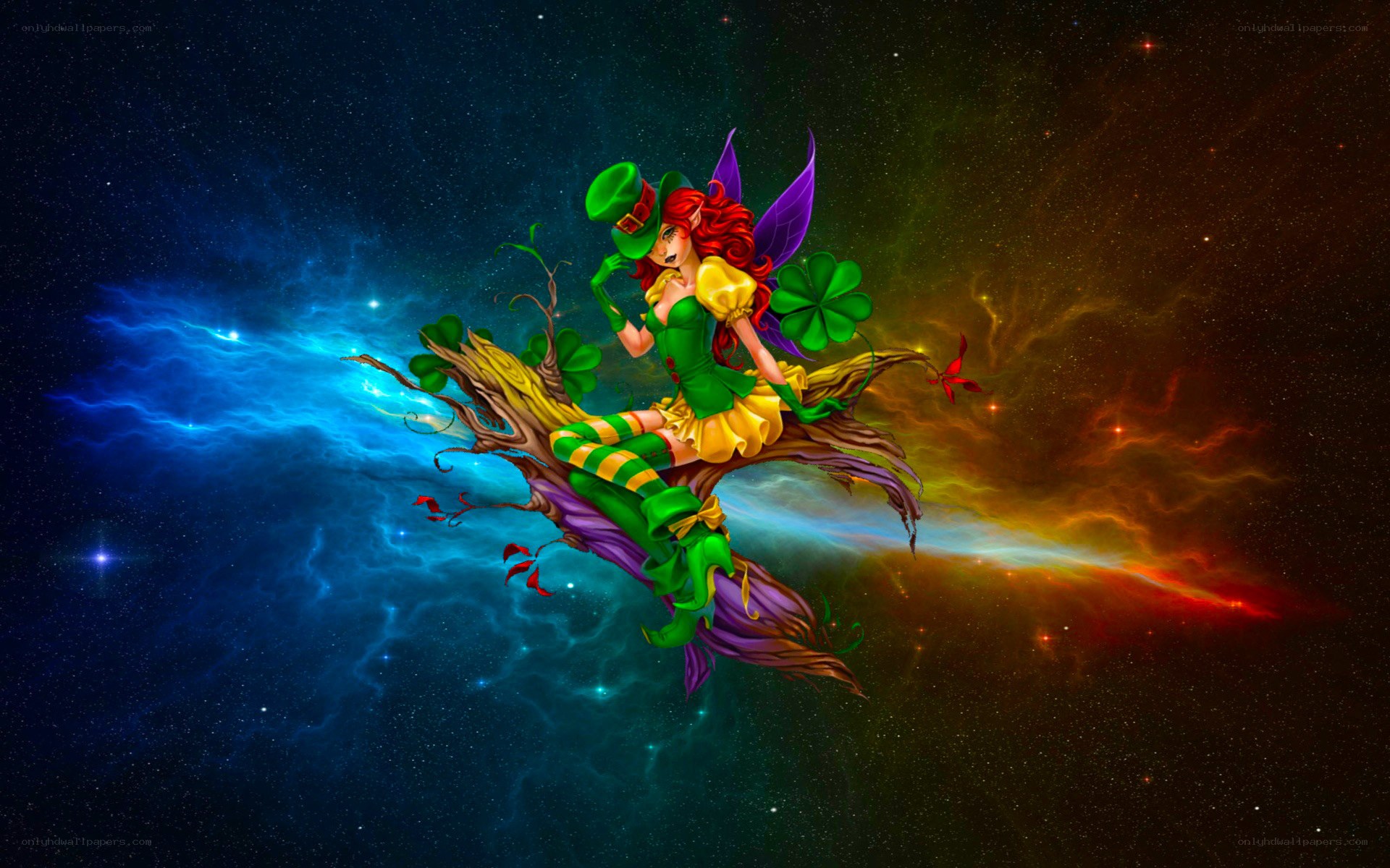 fairy on a branch in space