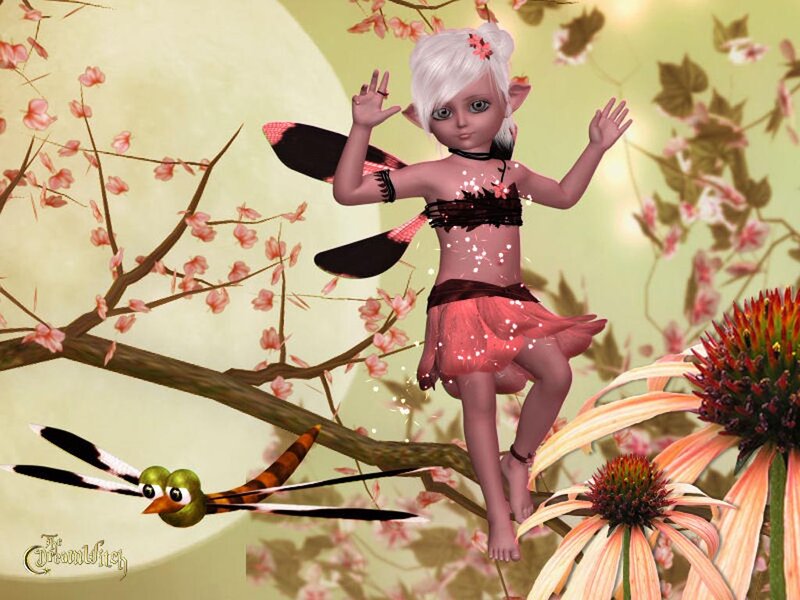 Fairy on a Branch — Pink, Whimsical