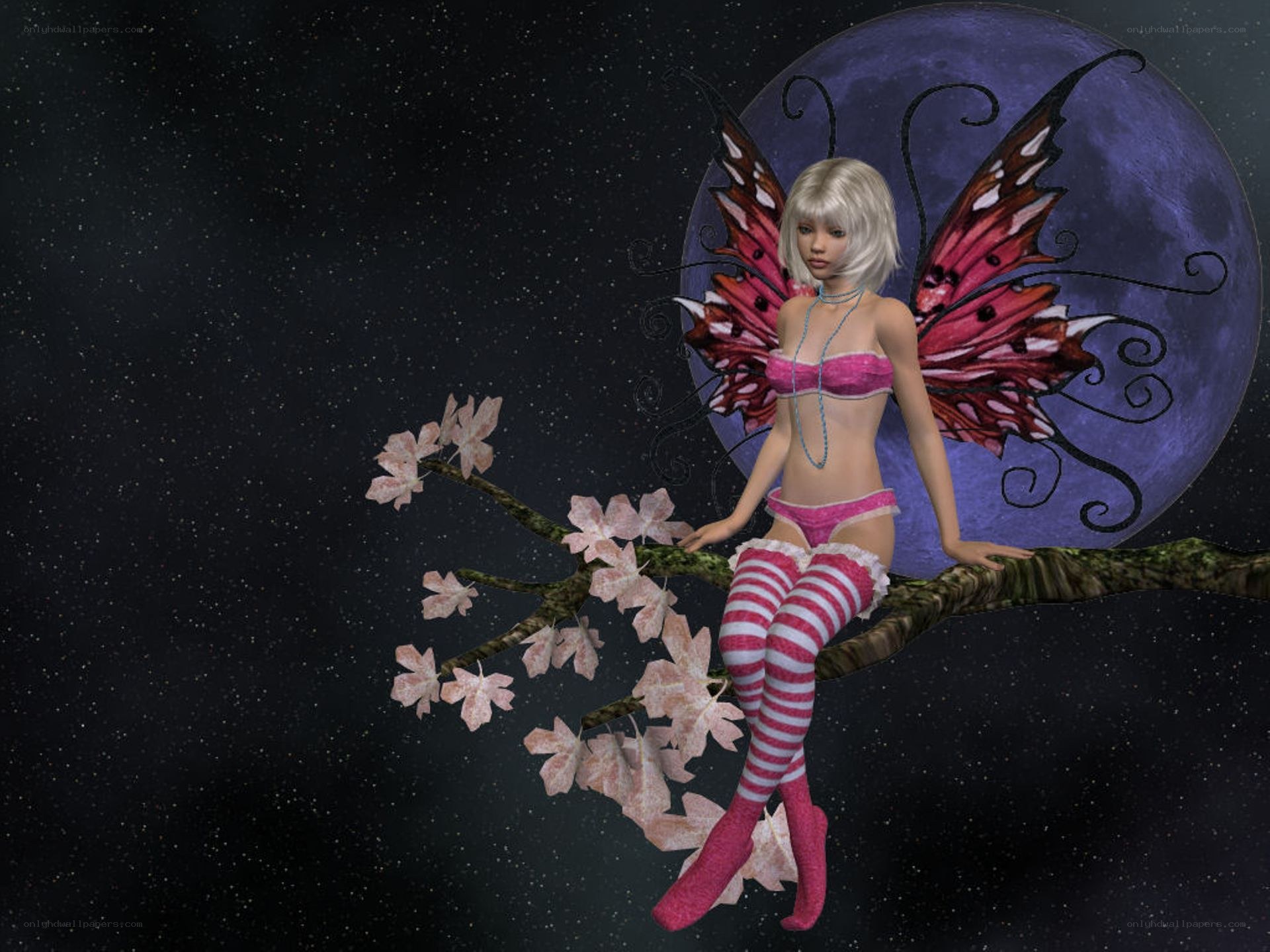 Fairy on a cherry branch