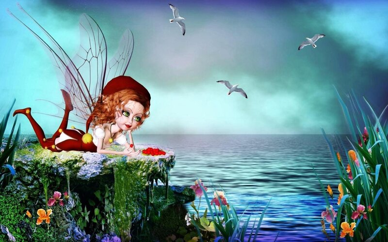 Fairy on a Cliff — Green