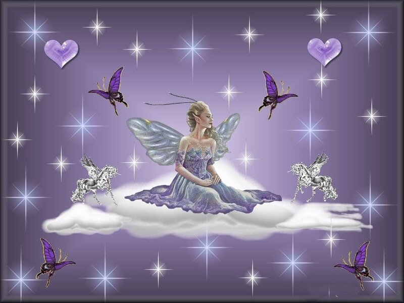 fairy on a cloud with butterflies