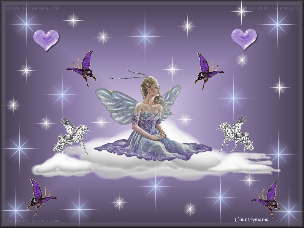 fairy on a cloud with butterflies