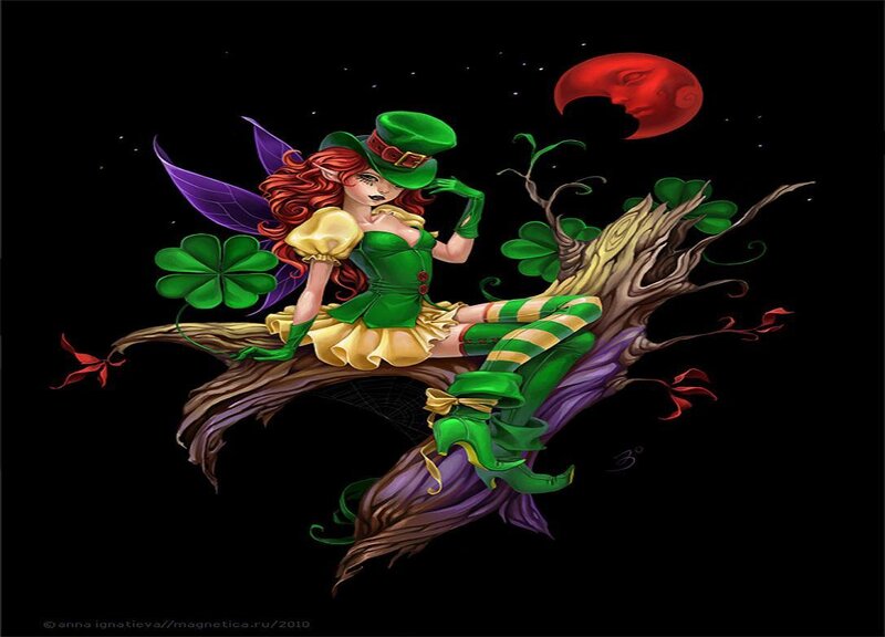 Fairy on a clover branch