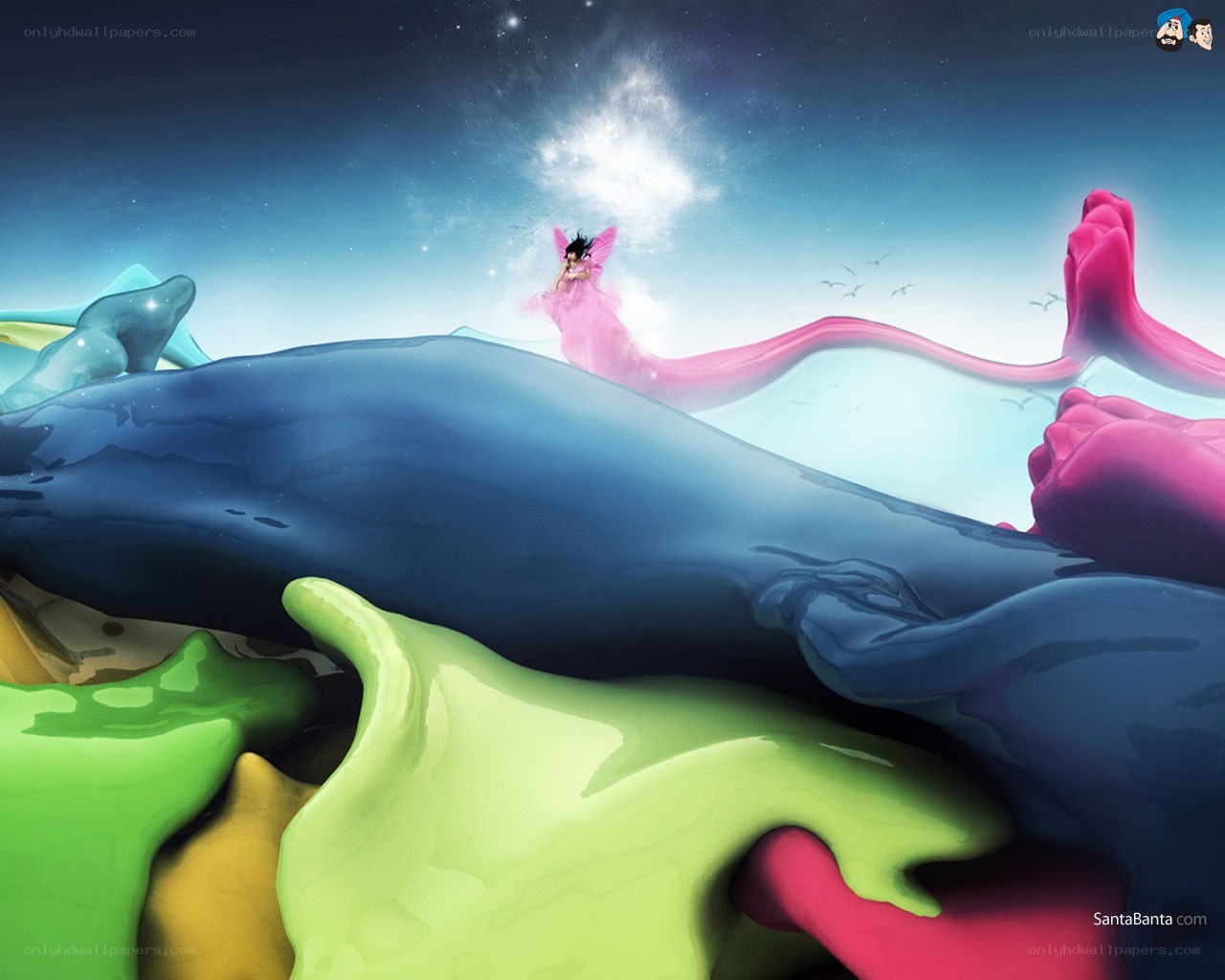 Fairy on a colorful landscape