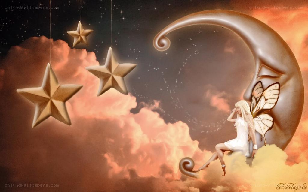 fairy on a crescent moon