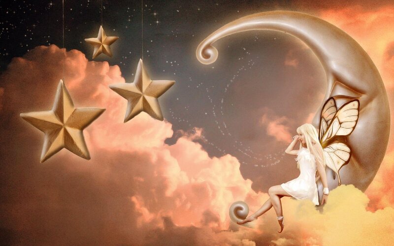 fairy on a crescent moon