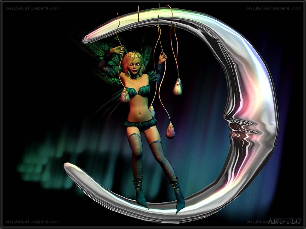fairy on a crescent moon