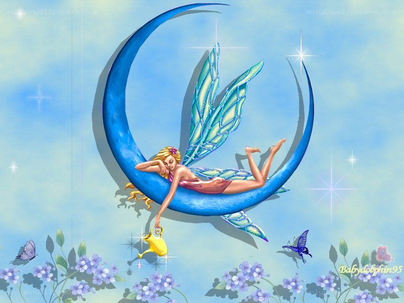 fairy on a crescent moon