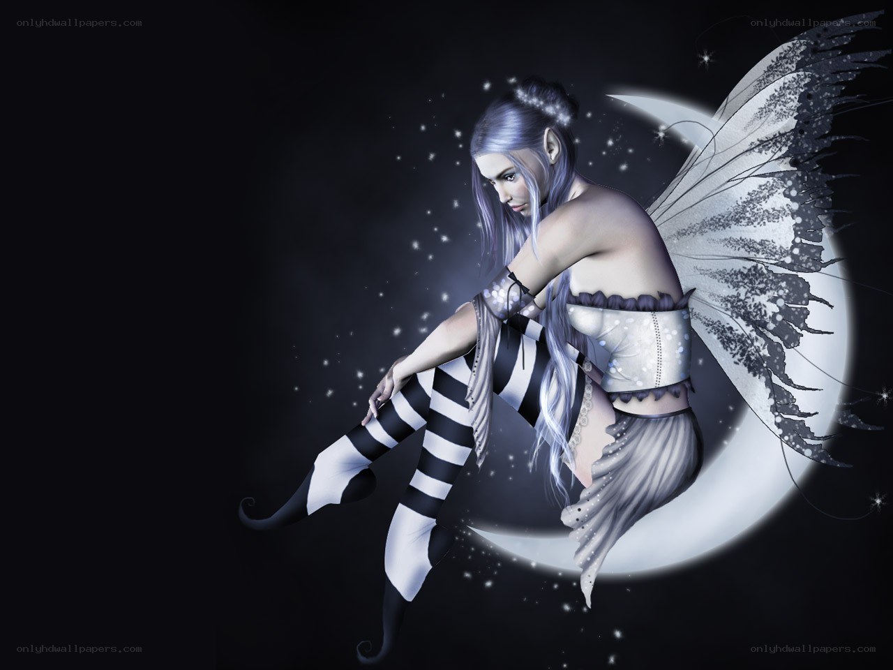 fairy on a crescent moon