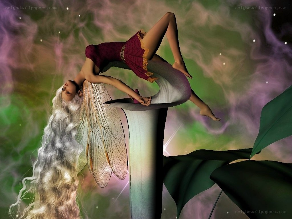 Fairy on a giant flower
