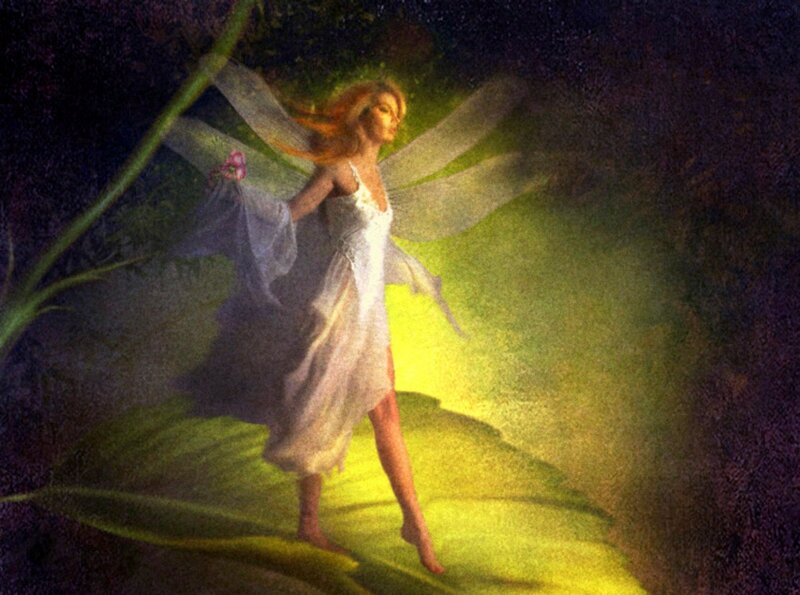 Fairy on a Leaf — Green